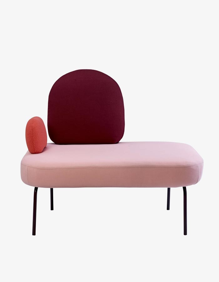 Pudra Rengi Örgü Kol Detaylı Oval Bench